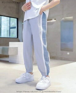【送料無料】春夏 長ズボン スウェットパンツ ジャージ ライン入り 接触冷感素材 ロングパンツ キッズ 子供服 冷感パンツ 蚊よけ 虫よけ