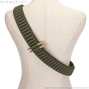 【送料無料】弾丸ベルト メンズ パンク 弾なし ミリタリー おしゃれ アウトドア スポーツ 戦術 50穴 射撃 収納 ショルダー ストラップ サバゲー 黒 カーキ 緑