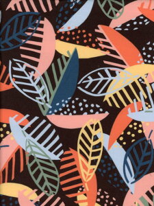 LIBERTY格安ハギレセール品Memphis Trail(メンフィス・トレイル)レッド国産2021年SS柄Memphis Trail(メンフィストレイル)国産2021年春夏柄 3631104-21Aブラック&オレンジカットクロス110cm巾60cm