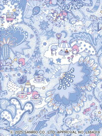 生地LIBERTY FABRICS リバティプリントSoho Carnival(ソーホー・カーニバル)ブルーリトルツインスターズ(キキ＆ララ)(リトルツインスターズ50周年を祝したコレクション)DC35397-J25B