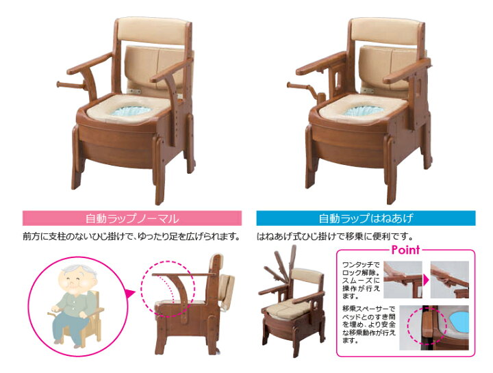 楽天市場】家具調トイレ セレクトRシリーズ 自動ラップタイプ ノーマル・標準幅 (便座種類:ソフト) 安寿 幅48cm 奥行55.5〜57.5cm 高さ78〜90cm 1台 533-941 【アロン化成】【ポータブル】【簡易トイレ】【室内用トイレ】【介護トイレ】【おしゃれ】【メーカー直送品 ...