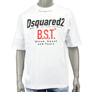 DSQUARED2 �f�B�[�X�N�G�A�[�h LOOSE FIT BLOOD SWEAT TEARS T-SHIRT/B.S.T�v�����g ���S T�V���c S74GD1410 D20033 100