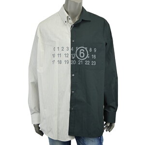 MM6 Maison Margiela �G���G���V�b�N�X NUMERIC ASIMMETRIC SHIRT/�R�b�g���|�v����×�s���X�g���C�v �j���[�����b�N �V���c SH0DT0025 MTN135 961