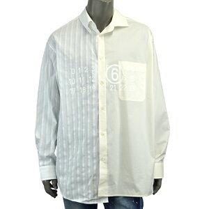 MM6 Maison Margiela �G���G���V�b�N�X NUMERIC ASIMMETRIC SHIRT/�R�b�g���|�v����×�s���X�g���C�v �j���[�����b�N �V���c SH0DT0025 MTN136 961