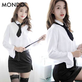 コスプレ セクシー 衣装 制服 ダンス衣装 セット ミニ スカート エロ ランジェリー 教師 先生 秘書 OL 学生 スーツ 会社 ネクタイ ホワイト 白 ブラック 黒 シャツ ブラウス 長袖 女教師 コスチューム レディース 女性 大人 おもちゃ グッズ