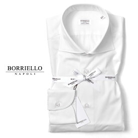 ボリエッロ BORRIELLO シャツ ホワイト 白 1016/2 ツイル スリムフィット スリムシャツ メンズ ビジネスシャツ メンズ 男性服 ビジネス イタリア イタリア製 オフィスカジュアル 高級 おしゃれ ワイドカラー