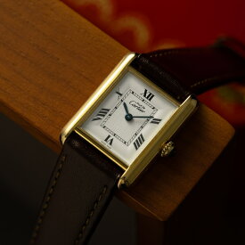 【中古】カルティエ マストタンク Cartier Must de Tank マスト ドゥ タンク MM 2415 腕時計 ローマン ダイヤル HIRSCH ヒルシュ 新品ストラップ付属 バックル付属 ヴィンテージ ウォッチ 時計 クオーツ アンティーク メンズ レディース ユニセックス 美品 OH済【非防水】