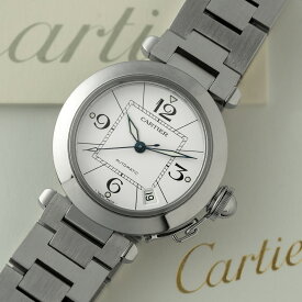 【中古】カルティエ パシャ C Cartier Pasha 2324 W31074M7 腕時計 自動巻き アラビア インデックス ステンレス ヴィンテージ ウォッチ 時計 メンズ 美品 スポーティー ラグスポ ボックス付属 保証書付属 フルセット 【OH済】