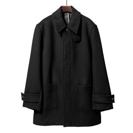 クオ COOR オーバーサイズ ウール ハーフコート カシミアブレンド ブラック 黒 CASHMERE BLEND WOOL HALF COAT メンズ コート メンズアウター メンズコート ミドル丈 シンプル カジュアル ブランド 韓国 アウター 大きいサイズ おしゃれ ウール 秋 冬