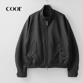 クオ COOR ハリントンジャケット ブルゾン セットアップ対応 ウール ピンストライプ グレー STRIPED WOOL BLEND HARRINGTON JACKET メンズ ジャケット アウター メンズジャケット ショート丈 カジュアル ブランド 韓国 オーバーサイズ 春 夏 秋 26SS