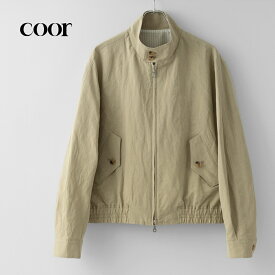 クオ COOR ハリントンジャケット ブルゾン コットン リネン ベージュ LINEN BLEND HARRINGTON メンズ ジャケット ショート丈 アウター メンズジャケット ショート カジュアル ブランド 韓国 オーバーサイズ 大きいサイズ 春 夏 秋 26SS
