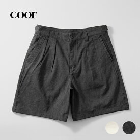 クオ COOR 2タック ワイド ハーフパンツ ショーツ TWO TUCK LINEN SHORT PANTS CXG2PT23K ツープリーツ グレー ホワイト メンズ パンツ グルカ グルカショーツ メンズパンツ ボトムス メンズボトムス オーバーサイズ 短パン ブランド 韓国 おしゃれ ワイド タック