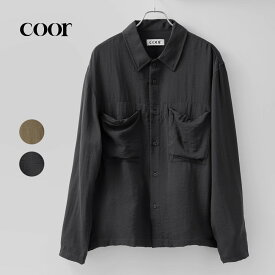 クオ COOR ポケットドローコードシャツ シャツジャケット 長袖 BDU DRAWSTRING RELAXED SHIRT CXG2SO25K ネイビー ブラウン メンズ シャツ BDU ミリタリー レーヨン メンズシャツ メンズ ブランド 春夏 韓国 大きいサイズ ゆったり おしゃれ 春 夏