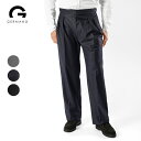 ジェルマーノ GERMANO 3ODG-3611 ベルトレス ワイドスラックス ツープリーツ フランネル ウール 25 秋冬 ワイド スラックス フランネルウール グレー ネイビー スラックス トラウザー ストレッチ ワンプリーツ ビジネス メンズ タック 秋 冬 大きいサイズ ウール100%