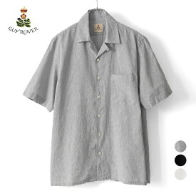 ギローバー GUY ROVER オープンカラー 半袖 リネンシャツ GR352LJ 561301 リネン シャツ メンズ 開襟シャツ 26SS カジュアル ビジネス ブランド ゆったり 涼しい 春 夏 グレー ブラック 黒 ホワイト 白 おしゃれ 大きいサイズ イタリア