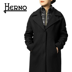 ヘルノ HERNO レディース チェスターコート GC000414D ブラック ウール ロング コート 秋冬 ダウン 可愛い きれいめ ブランド 暖かい 軽い 軽量