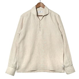 マッシモダウグスト Massimo d'Augusto カプリシャツ リネンシャツ ALAMARI 2014 リネン ホワイト ネイビー ブラック ベージュ ブラウン シャツ イタリア メンズ 長袖 カジュアル 夏 麻 無地 スキッパー プルオーバー プルオーバーシャツ カプリ 大きいサイズ