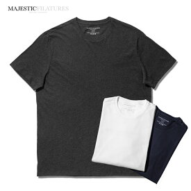 マジェスティック フィラチュール MAJESTIC FILATURES Tシャツ クルーネック HTS022 ネイビー ホワイト グレー ブラック メンズ 半袖 夏 無地 ストレッチ 紺 白 黒 綿100 おしゃれ 【ゆうパケット発送】