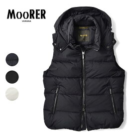 ムーレー MOORER ファイアー FIRE-WK ダウンベスト ダウンパーカ ダウンフーディー 25AW 秋冬 ジレ フード ダークネイビー ブラック ホワイト メンズダウン メンズダウンベスト ダウン ベスト アウター ショート丈 撥水加工 紺 黒 白 シンプル ブランド 秋 冬 おしゃれ