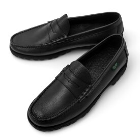 パラブーツ PARABOOT CORAUX / RAID コロー コインローファー ブラック シボ革 NOIRE-FOUL NOIR コマンドソール モカシンローファー 183332 デッキシューズ スリッポン メンズ革靴 高品質 メンズ ブランド 履き心地 紳士靴 カジュアル 革靴 おしゃれ