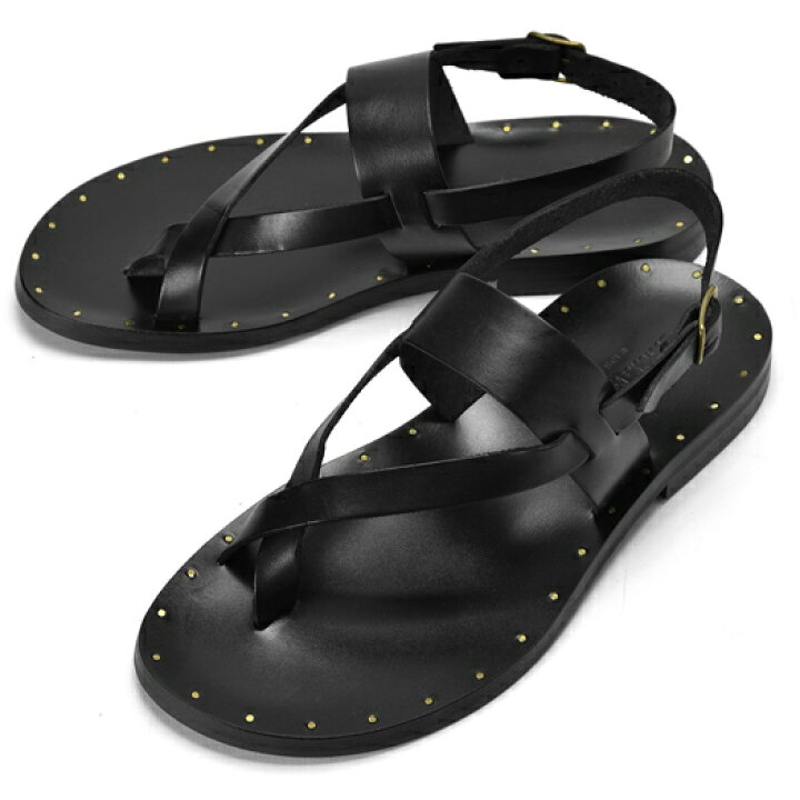 楽天市場 クリアランス サンダルスファクトリー Sandals Factory レザーサンダル M7172 ブラック スタッズ メンズ イタリア インポート Grandpere