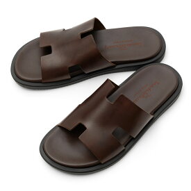 サンダルスファクトリー レザーサンダル バケッタレザー M7805 ブラウン 茶 THE SANDALS FACTORY 本革 高級 サンダル メンズ ブランド 革 クッション 履き心地 シンプル カジュアル 男性 高級サンダル ブランドサンダル イタリア