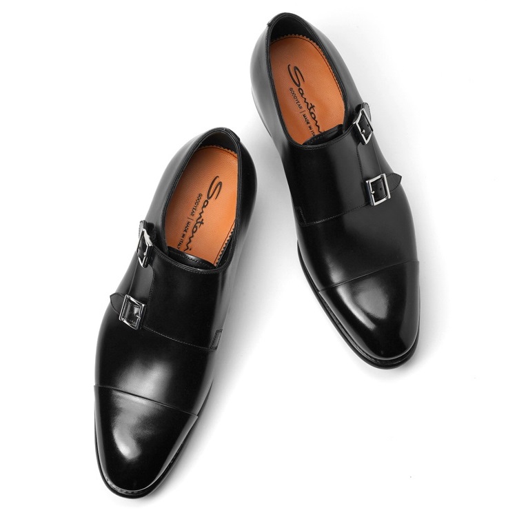 サントーニ SANTONI 11652 ダブルモンクストラップ ブラック ドレスシューズ 革靴 ビジネス メンズ イタリア | GRANDPERE