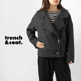 TRENCH＆COAT トレンチアンドコート MABLY4 TT-A5AF レディース コート ショート ショート丈 ハーフコート スタンドカラー オーバーサイズ ドロップショルダー グレー ウール 軽い 軽量 暖かい カジュアル かっこいい きれいめ 上品 アウター ブルゾン 秋 冬 秋冬 ブランド