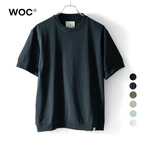 WOC ウォック 裾リブ Tシャツ カットソー クルーネック メンズ ATENE 026TS049JE コットン ショートスリーブ 半袖 Tシャツ イタリア カーキ ブラック ネイビー グレージュ ライトブルー ゆったり 大きいサイズ 春 夏 おしゃれ きれいめ 綿100％
