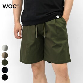 WOC ウォック ショーツ ワンプリーツ イージーショーツ CASABLANCA SHORT 026SH088GB ハーフパンツ コットン 軽量 イージーパンツ ストレッチ パンツ メンズ イタリア ブラック ネイビー ライトグレー カーキ ベージュ ウエストゴム カジュアル 春 夏 おしゃれ スポーティー