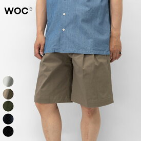 WOC ウォック ショーツ バミューダ ツープリーツ ワイド LUSAKA SHORT 026SH109GB ハーフパンツ コットン 軽量 イージーパンツ ストレッチ パンツ メンズ イタリア ブラック ネイビー ライトグレー カーキ ベージュ ウエストゴム カジュアル 春 夏 おしゃれ スポーティー