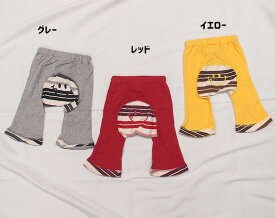 【在庫処分セール】B3326綿100％薄手素材ニコちゃん刺繍7分丈モンキーパンツ(80cm 90cm 95cm）メール便可13 男の子 女の子ズボン 赤ちゃん