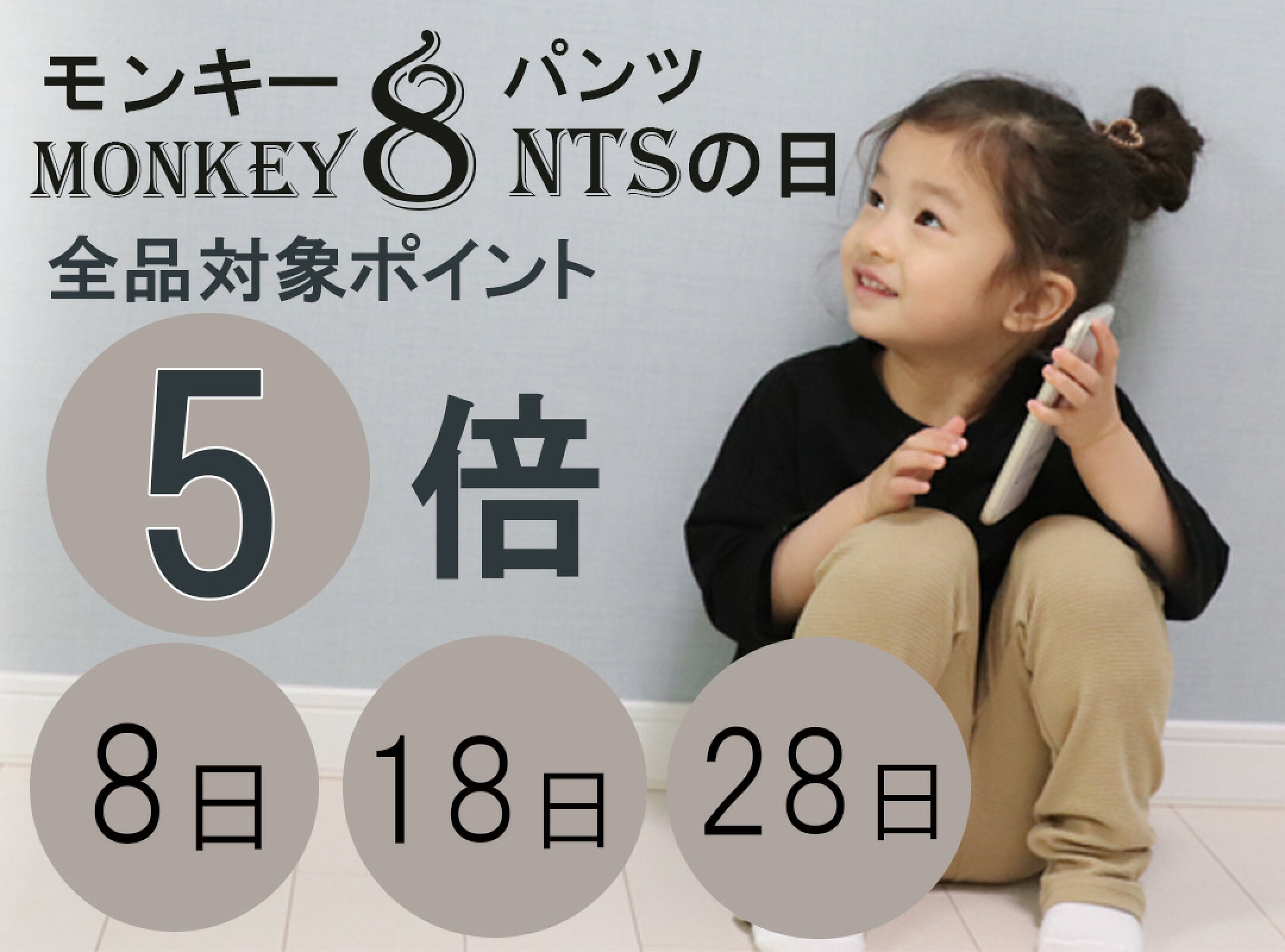 毎月８日はモンキー【8】ンツの日ポイント5倍