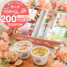 クーポン 使用で200円OFF ＼母の日 最短発送 遅れてごめんね！／ プレゼント カーネーション 花 生花 ドライフラワー 造花 スープ 4個 セット 野菜をMOTTO レンジ 1分 ｜ 贈り物 限定 おしゃれ 人気 常温 国産野菜 ラッピング ｜ 送料無料 配送日指定不可