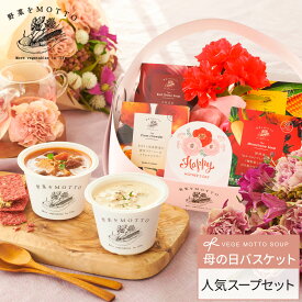 母の日 2026 スープ ギフト スープセット｜プレゼント スープ 限定 ラッピング かご ギフト 野菜をMOTTO バスケット｜期間 数量 限定 感謝 ありがとう レンジ 1分 野菜スープ 常温 カップスープ おしゃれ 国産 野菜 簡単 送料無料
