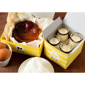 菓なでセット (バスクチーズケーキ 1ホール 4号サイズ、菓なでぷりん プレーン 4本入)　プリン チーズ チーズケーキ スイーツ デザート お菓子 洋菓子 バレンタインデー バレンタインギフト 2026 冬ギフト ホワイトデー 夏ギフト 贈答 贈り物 プレゼント ギフト【WS】