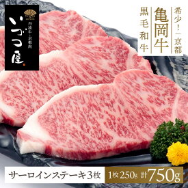 亀岡牛 サーロインステーキ 750g (250g×3枚)　牛肉 ステーキ肉 ステーキ用 黒毛和牛 ブランド牛 BBQ バーベキュー 高級 ごちそう 国産 日本産 冬ギフト 2025 ギフト プレゼント お祝い 内祝い お返し お礼 おすすめ 人気 京都 お取り寄せ グルメ