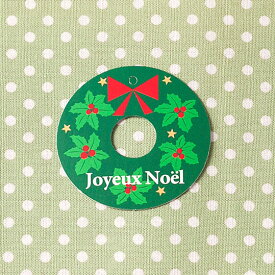 【メール便OK】 Joyeux No&#235;l ポインセチアのクリスマスリース型が可愛い穴あきタグ10枚入