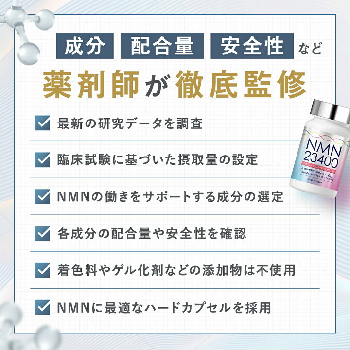 楽天市場】NMN サプリメント 23400mg 日本製 高純度 100% 1粒 260mg 90 