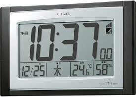 リズム(RHYTHM) シチズン 掛け時計 電波時計 デジタル 置き掛け兼用 温度 湿度 カレンダー 表示 茶 (木目仕上) 157 240 40mm CITIZEN パルデジットコンビR096 8RZ096-023
