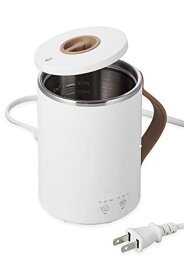 エレコム マグカップ型電気なべ 電気ケトル 350mL Cook Mug クックマグ 湯沸かし 煮込み 温度調節 タイマー付き 保温 スープメーカー ケーブル長 1.5m ホワイト HAC-EP02WH