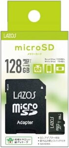 }CNSD 128GB MicroSD X}z hR [J[h  [_[fBAeNm 䂤pPbg ߂[[ \X Lazos MicroSDXCJ[h 128GB class10 L-B128MSD10-U3