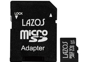 ϋv }CNSD 64GB MicroSD }CNSDXC h ϏՌ X ϐÓdC L^ fWJ rfI X}z hR J[h ߂[[  Lazos MicroSDXCJ[h 64GB class10 L-B64MSD1
