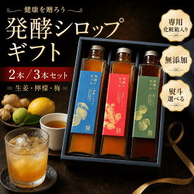 ＼健康を贈ろう／ お中元 発酵 果実 シロップ ジュース 熨斗 選べる ギフト プレゼント 発酵のめぐみ 3本 セット ジンジャー 梅 レモン ドリンク 無添加 白砂糖 不使用 飲み比べ 瓶 化粧箱 のし 贈り物 誕生日 内祝い お返し お祝い お歳暮 敬老の日 常温 50代 60代 70代