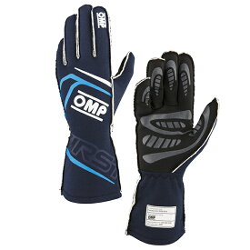 OMP FIRST GLOVE ネイビー×シアン MY2024 レーシンググローブ FIA公認8856-2018 (IB0-0776-A01-244)