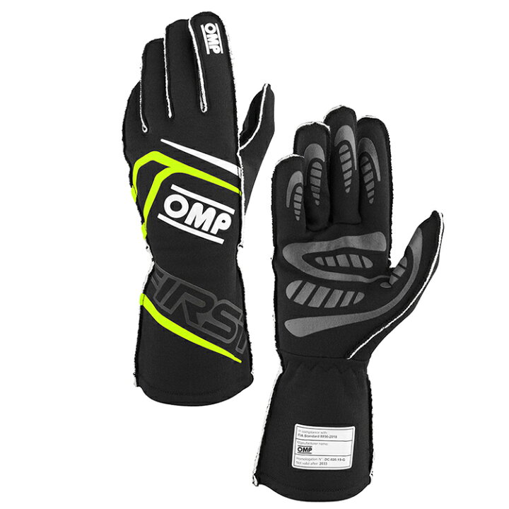 楽天市場】OMP FIRST GLOVE ブラック×イエロー レーシンググローブ FIA 