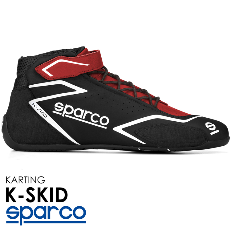 SPARCO スパルコ レーシングシューズ K-SKID ブラック×レッド レーシングカート・スポーツ走行用 (001277_RSNR) :  モノコレ
