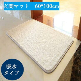 60×100cm 玄関マット 室内ラグ 台所カーペット 長方形 ふわふわ 滑り止めマット 吸水 速乾 フロアマット 足拭きマット キッチンマット 洗えるラグ カラー1 敬老の日