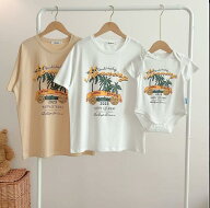 親子ペアルック tシャツ 親子 夏服 トップス コーデ 夏 半袖 親子 T-shirt 家族 お揃い tシャツ ママ パ…
