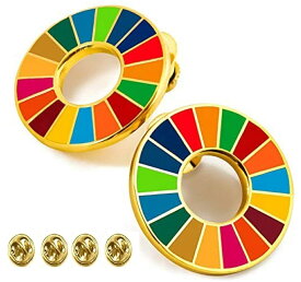 SDGs ピンバッジ 25mm サイズ 平ら仕上げ 国連ガイドライン対応 ゴールドフレーム シルバーフレーム UNDP 襟章 バッヂ 七宝焼 予備留め具付き 2個セット